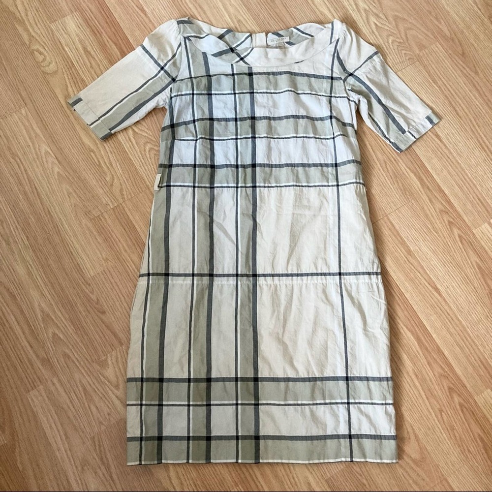 Burberry Cream & Gray Plaid Dress